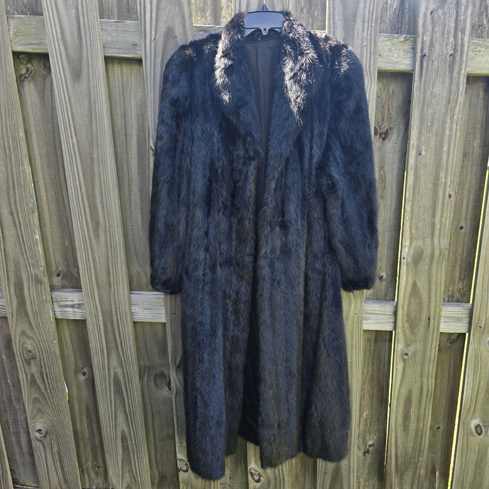 Vintage Genuine Black Mink Fur Coat, Full Length, Size 16, Bemberg Lining